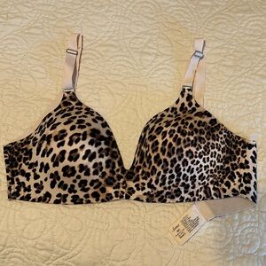 Soma Leopard Print Smooth Padded Bra in Beige and Black 38C